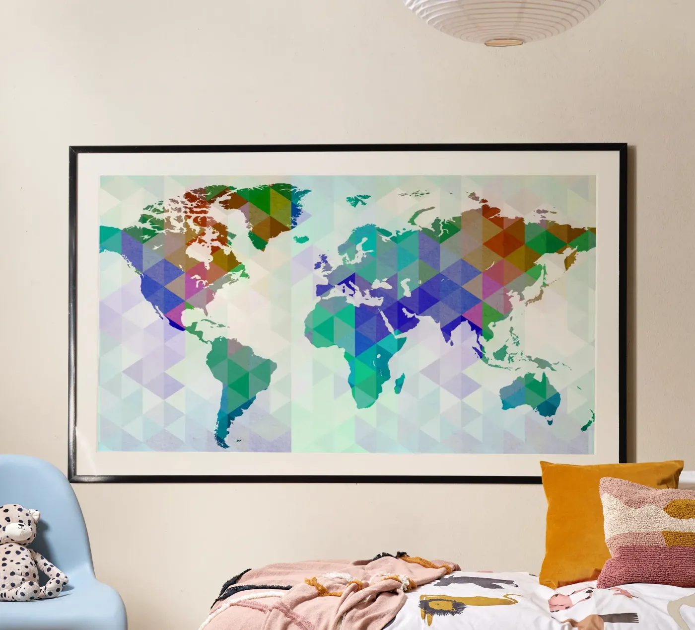 World map, polygon, blue poster by Sprüche und mehr