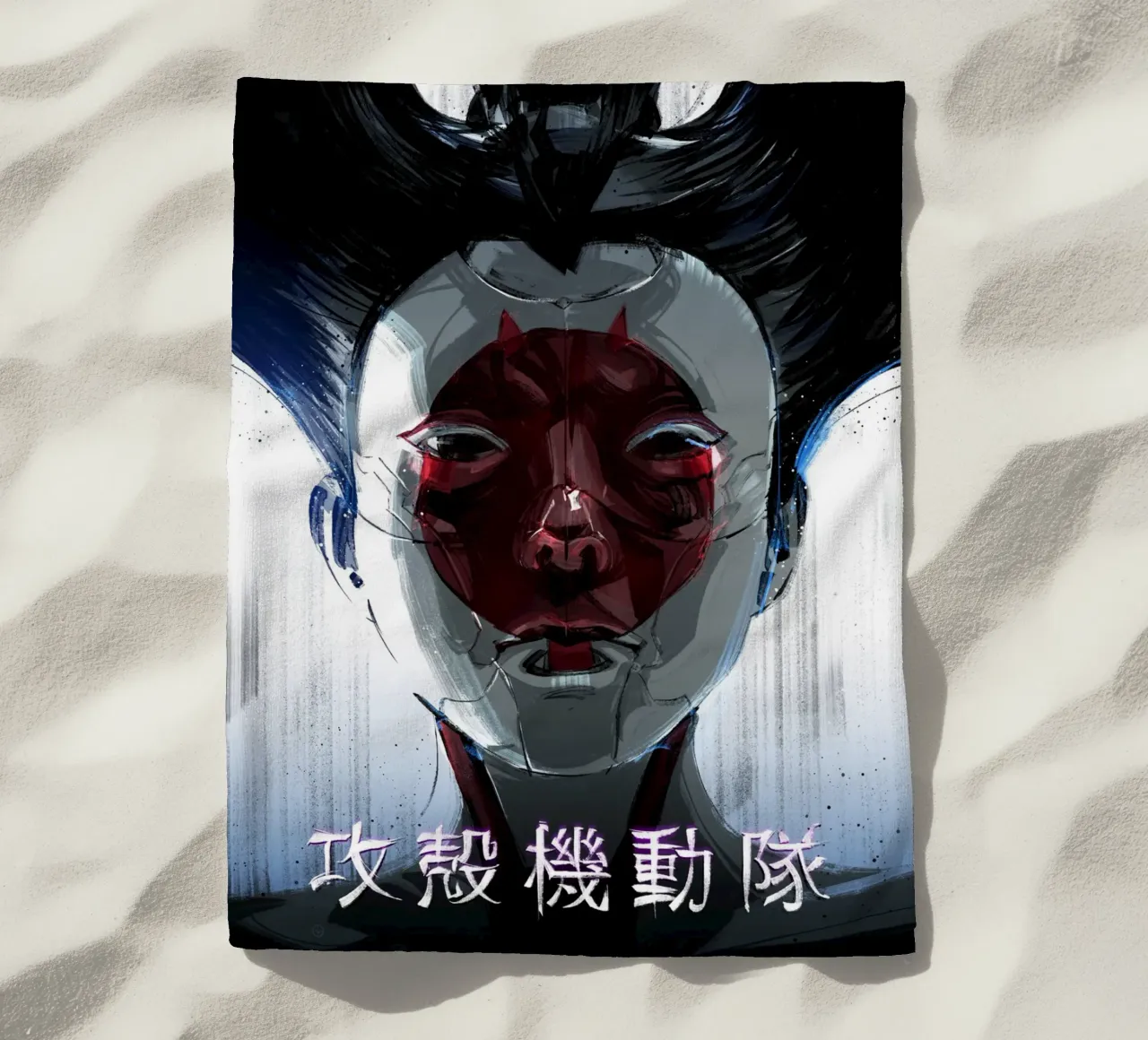 Robogeisha beach towel by nabakumov