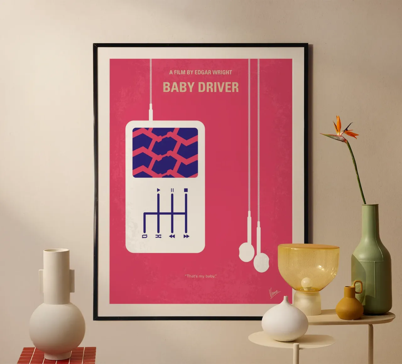 No872 My Baby Driver minimal movie poster poster con telaio in legno da Chungkong