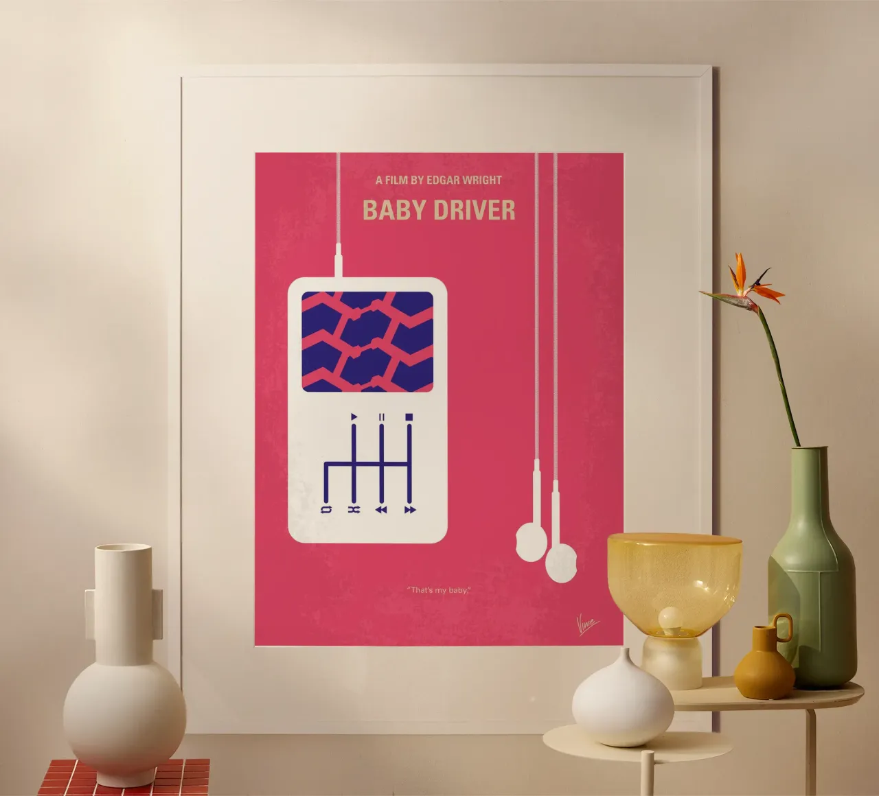 No872 My Baby Driver minimal movie poster poster con telaio in legno da Chungkong