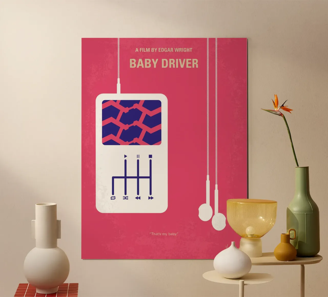 No872 My Baby Driver minimal movie poster poster con telaio in legno da Chungkong