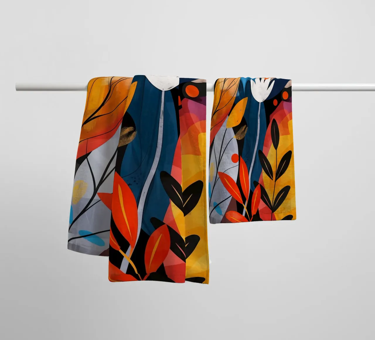 Optimistisches Pflanzendesign im Boho-Stil Handtuch von Autofocus