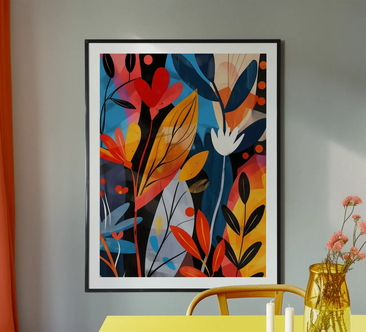 Design ottimistico delle piante in stile boho poster con telaio in legno da Autofocus