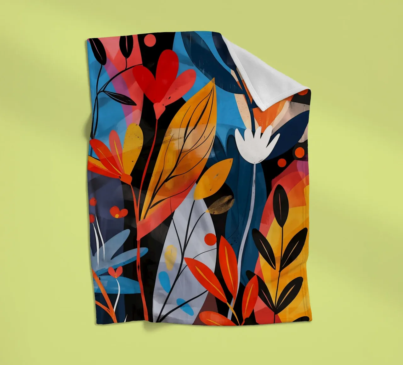 Diseño optimista de plantas en estilo boho manta de franela de Autofocus
