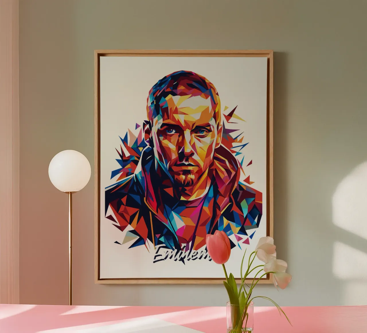 Eminem in Wpap Pop Art canvas met Baklijst van vectorartnesia