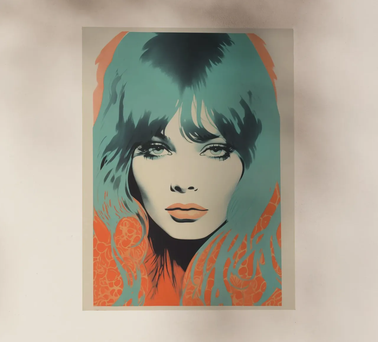 Brigitte Bardot in color pesca e ciano | Ritratto psichedelico pellicola backlit da Autofocus