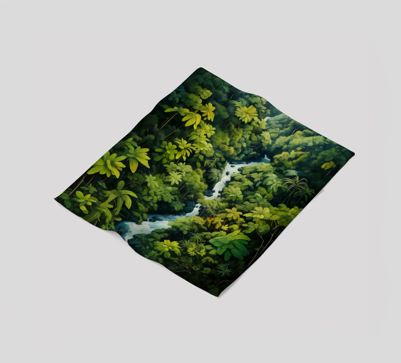 Paesaggio di foresta pluviale con fiume | Idillio della giungla naif coperta in pile da Autofocus