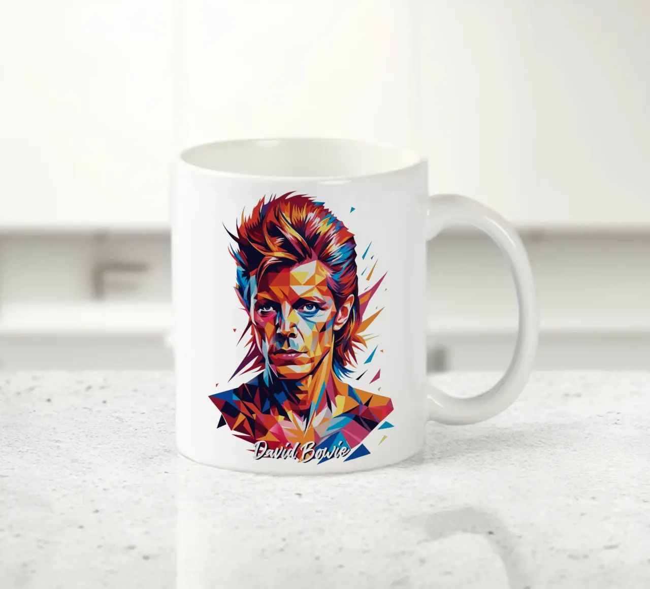 David Bowie in WPAP Pop Art Keramik Tasse von vectorartnesia