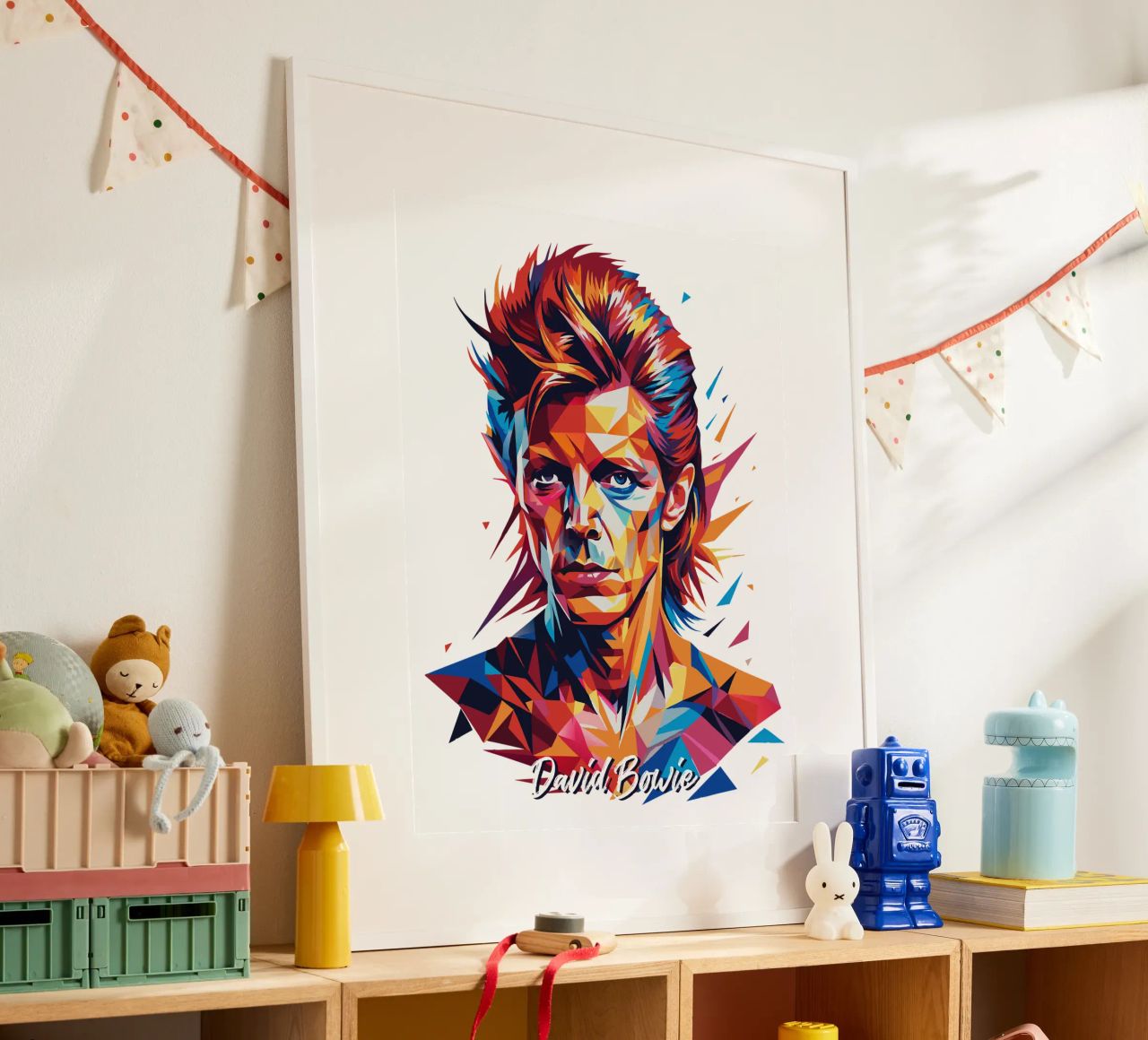 David Bowie in WPAP Pop Art carta hahnemühle da vectorartnesia