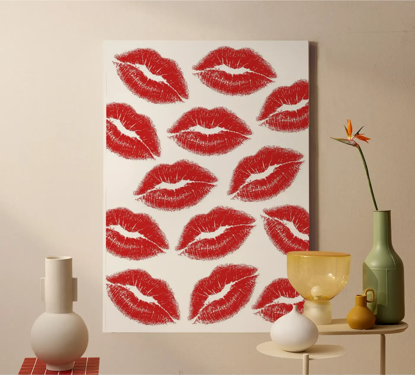Lips pattern Leinwand von Happypatterns