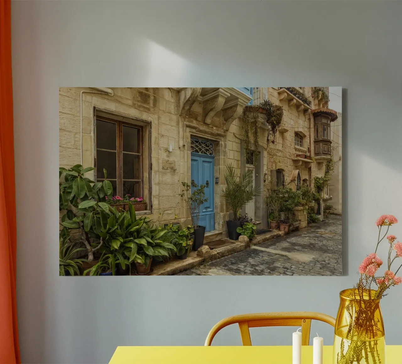 Nostalgisch steegje MAlta canvas met Baklijst van Curious Collections by Marielle Leenders
