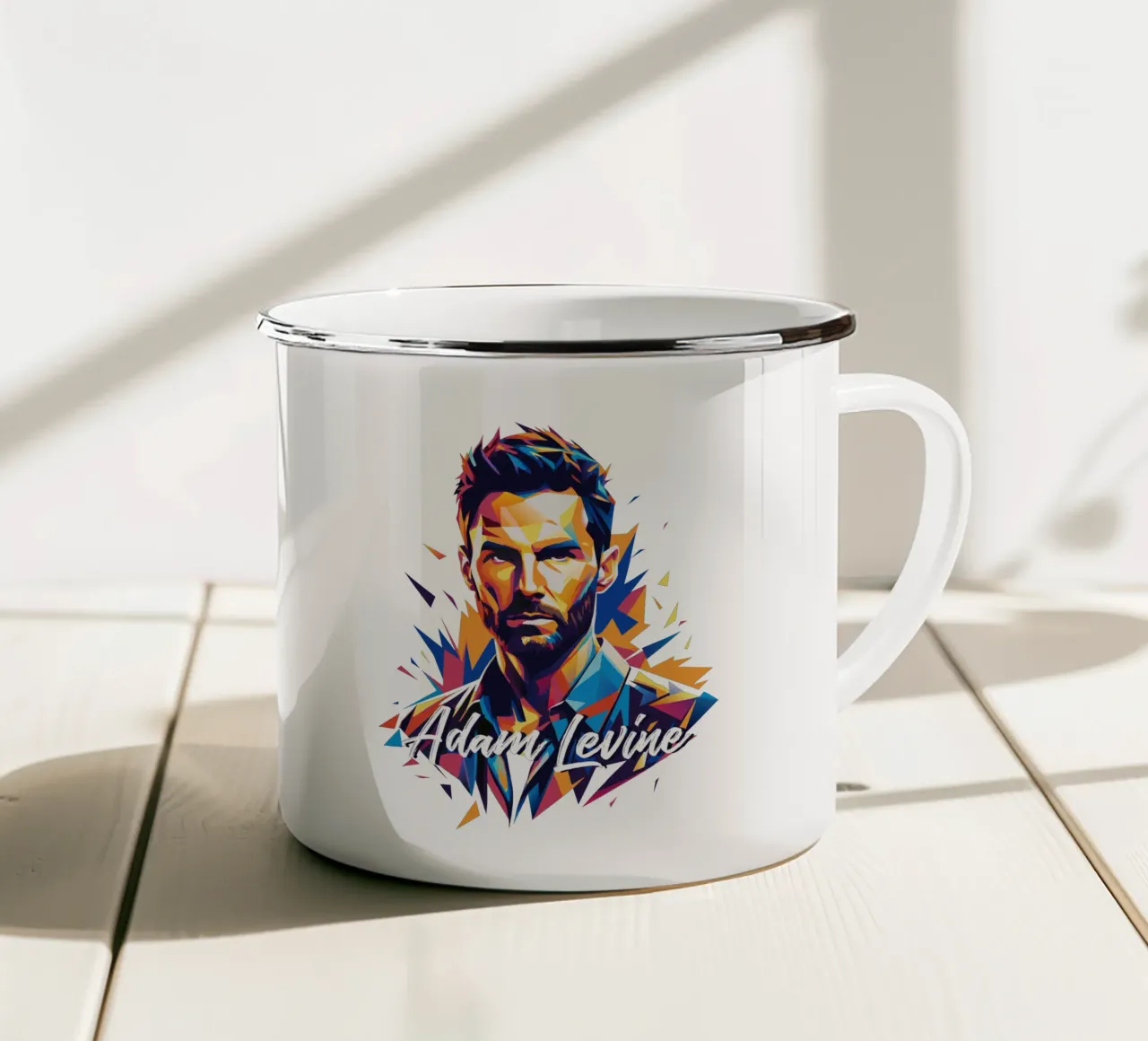 Adam Levine in Wpap Pop Art Emaille Tasse von vectorartnesia