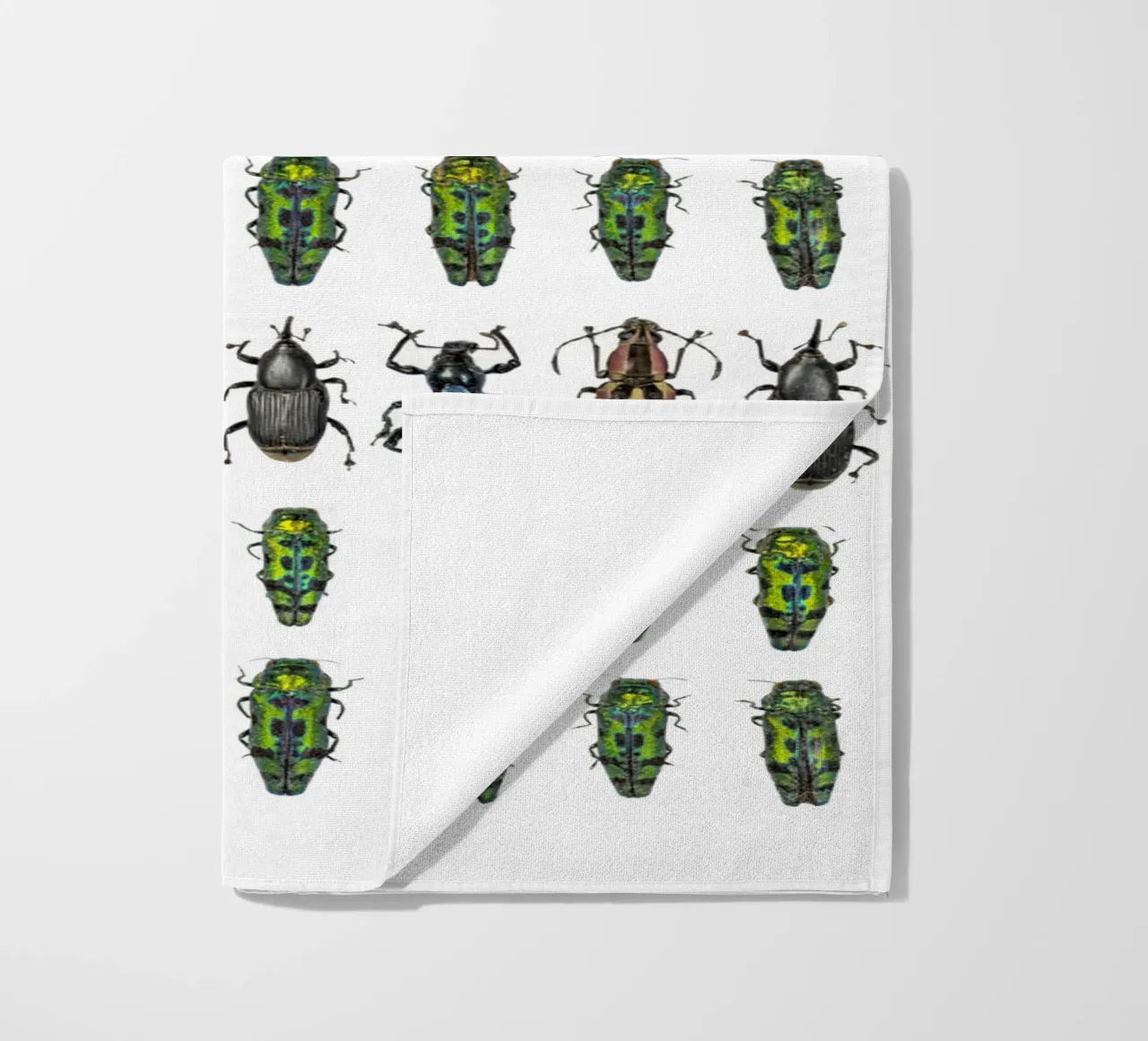 Tiny beetles beach towel by Curious Collections by Marielle Leenders