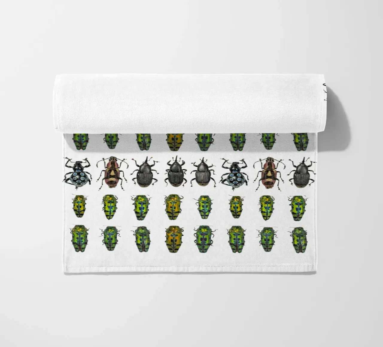 Tiny beetles beach towel by Curious Collections by Marielle Leenders