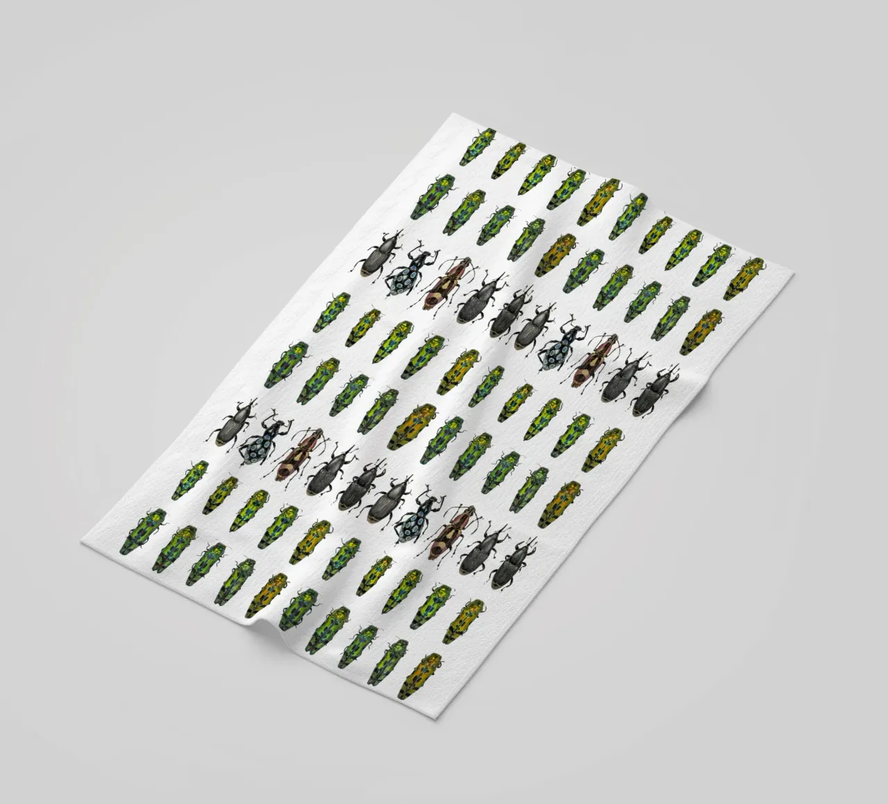 Tiny beetles beach towel by Curious Collections by Marielle Leenders