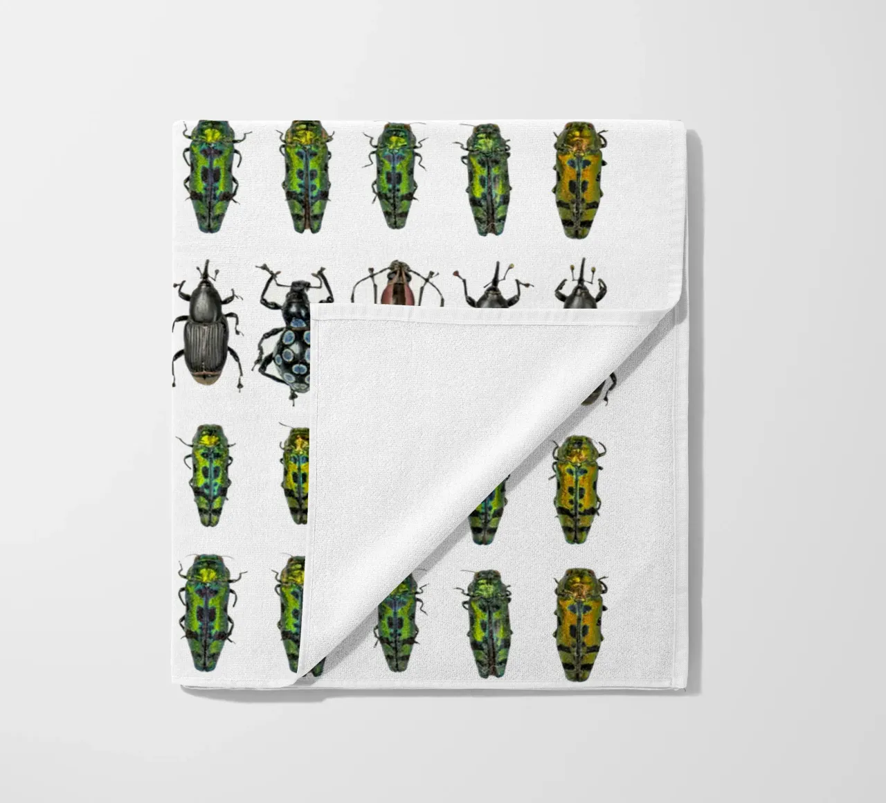 Tiny beetles beach towel by Curious Collections by Marielle Leenders