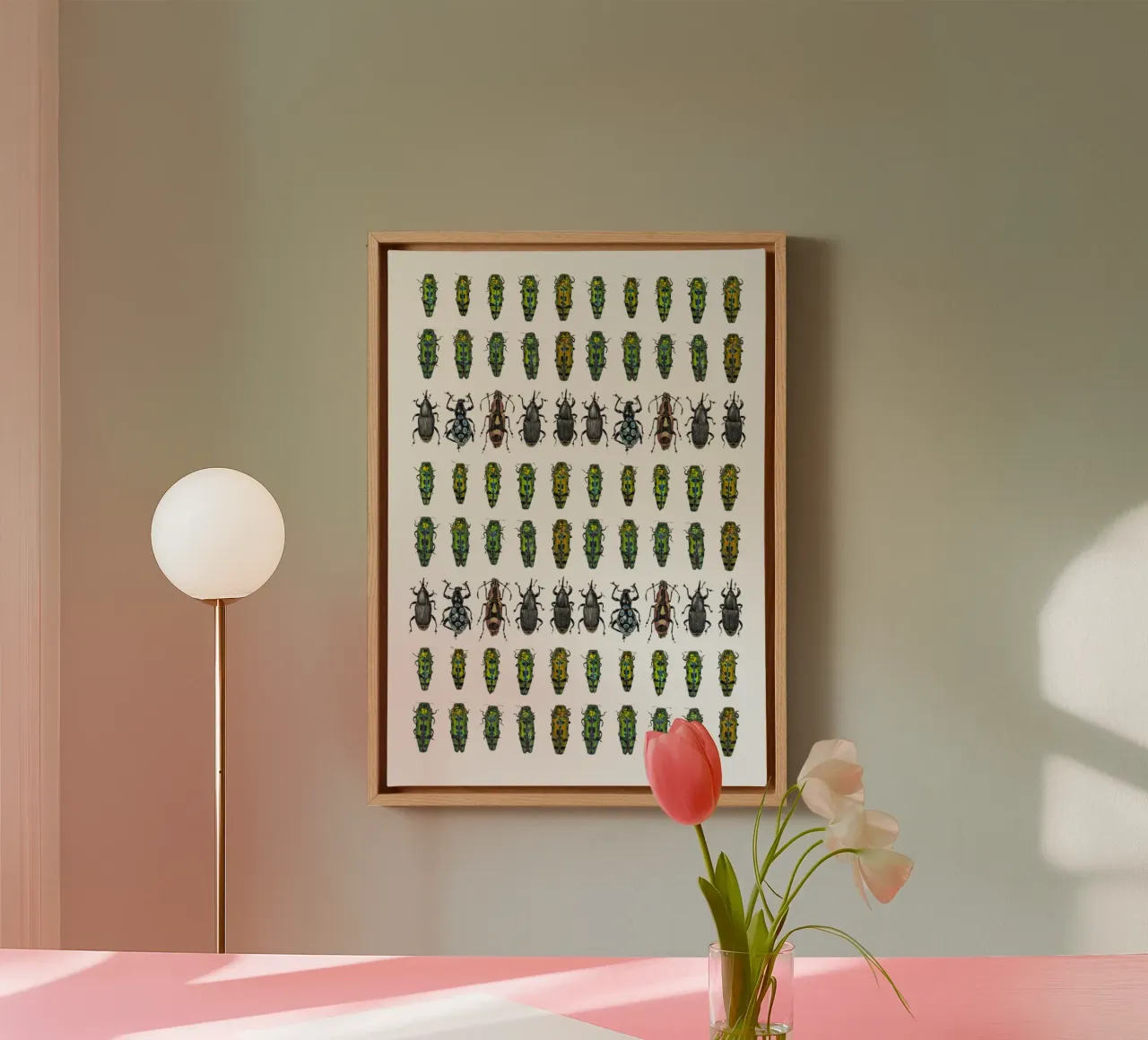 Tiny beetles canvas with Floater frame by Curious Collections by Marielle Leenders