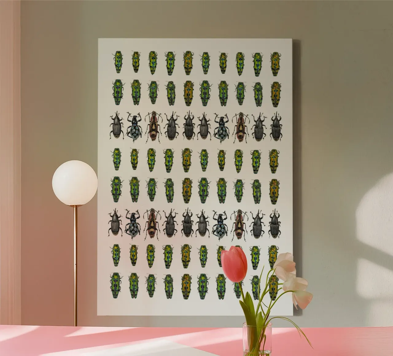 Tiny beetles canvas with Floater frame by Curious Collections by Marielle Leenders