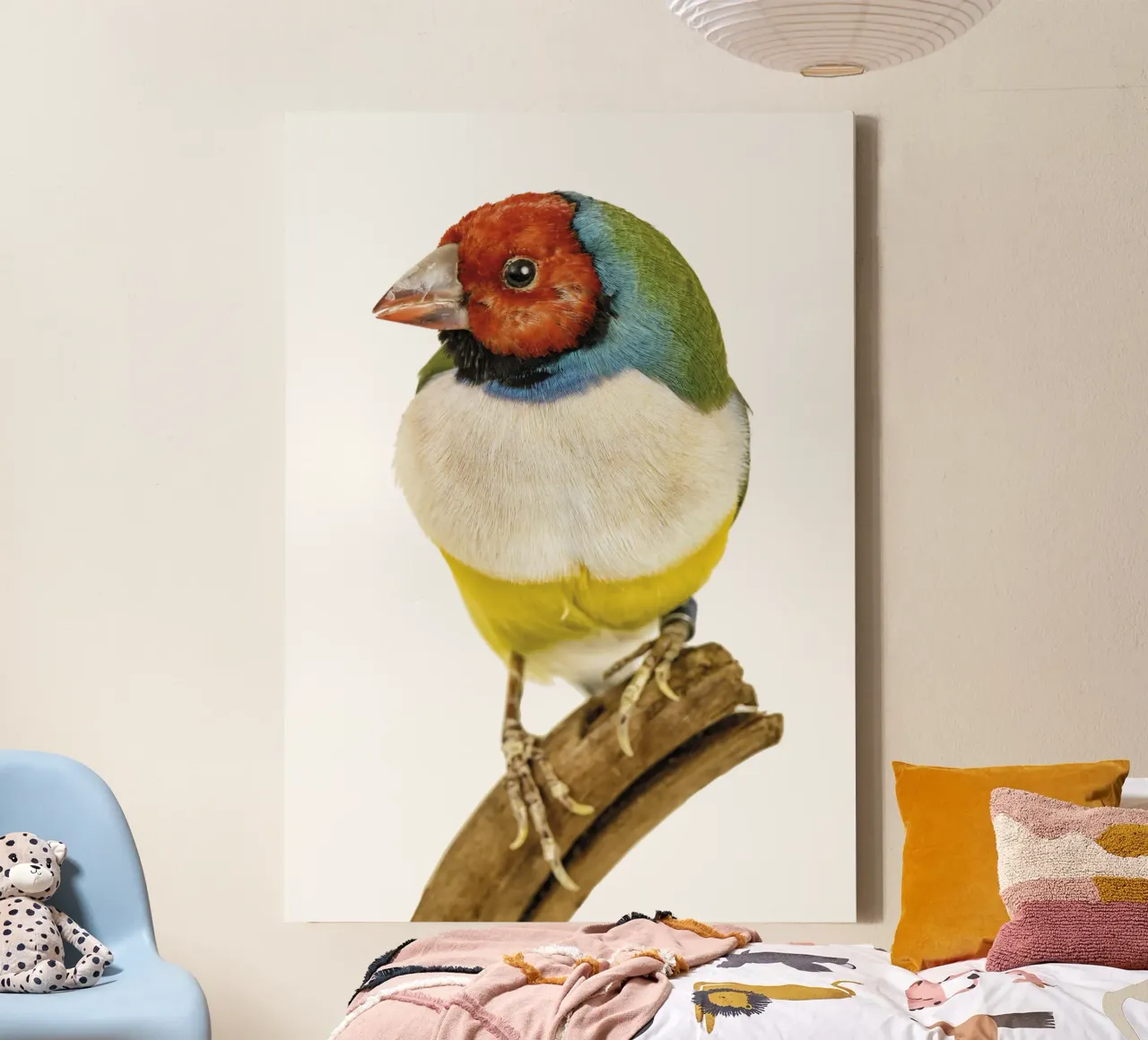 Gloudamadine vogel canvas met Baklijst van Curious Collections by Marielle Leenders