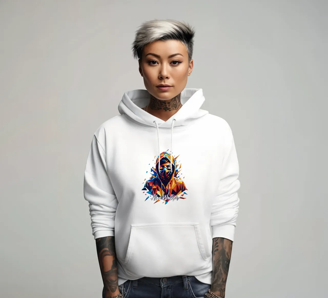 Alan Walker ritratto Wpap Pop Art felpa con cappuccio da vectorartnesia
