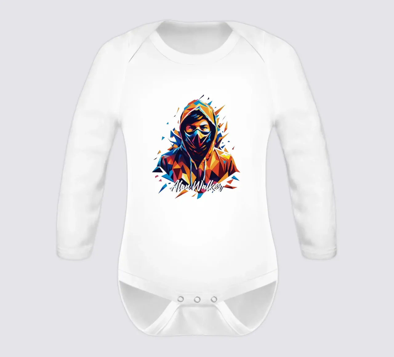 Alan Walker Portret Wpap Pop Art babyrompertje lange mouwen van vectorartnesia