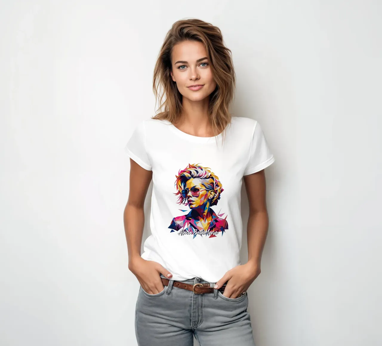Alecia Beth Moore Portrait in WPAP Pop Art t-shirt da donna da vectorartnesia