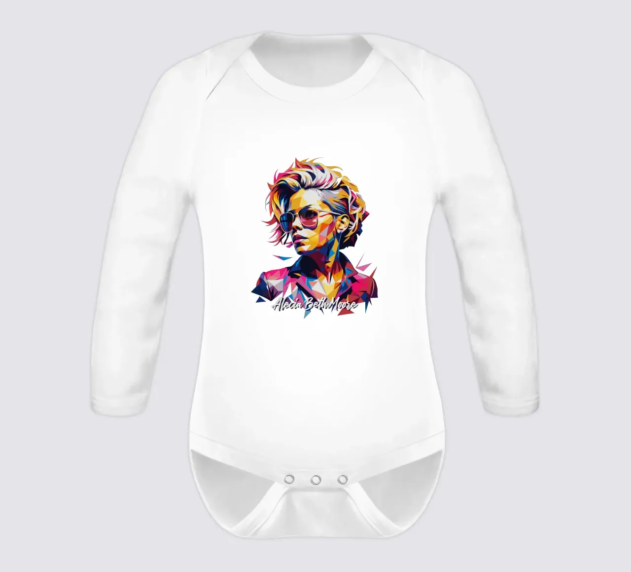 Alecia Beth Moore Portrait in WPAP Pop Art body neonato maniche lunghe da vectorartnesia