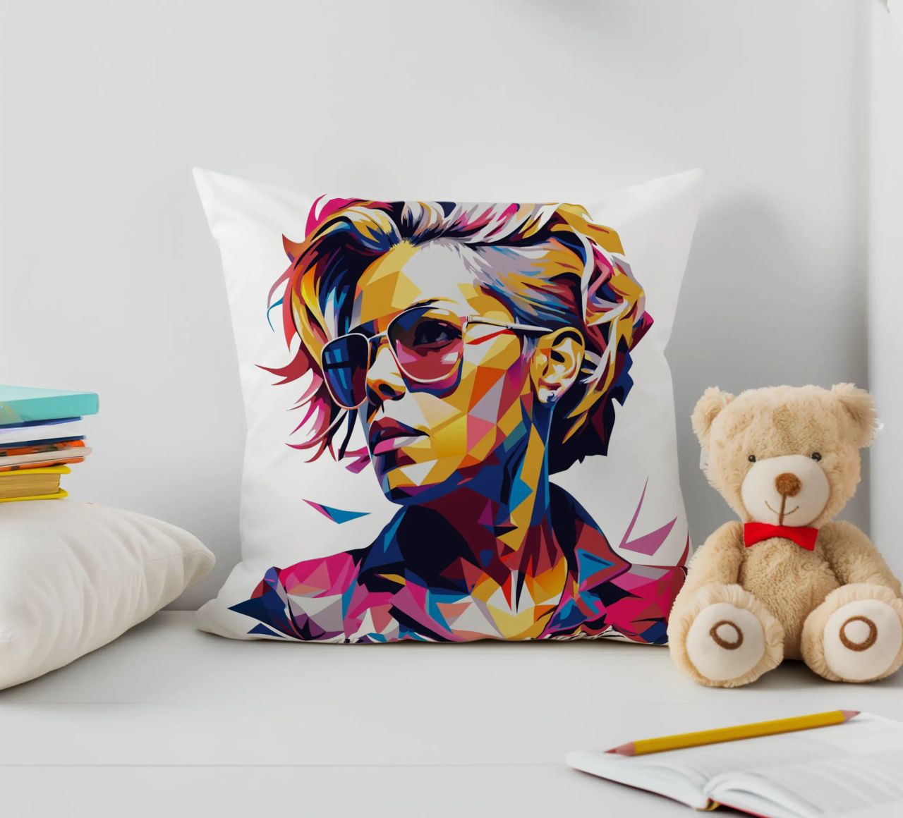 Alecia Beth Moore Portrait in WPAP Pop Art cuscino da vectorartnesia
