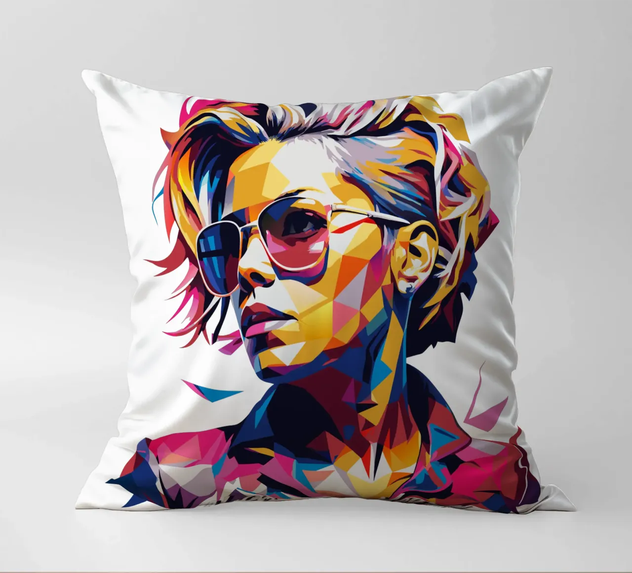 Alecia Beth Moore Portrait in WPAP Pop Art cuscino da vectorartnesia