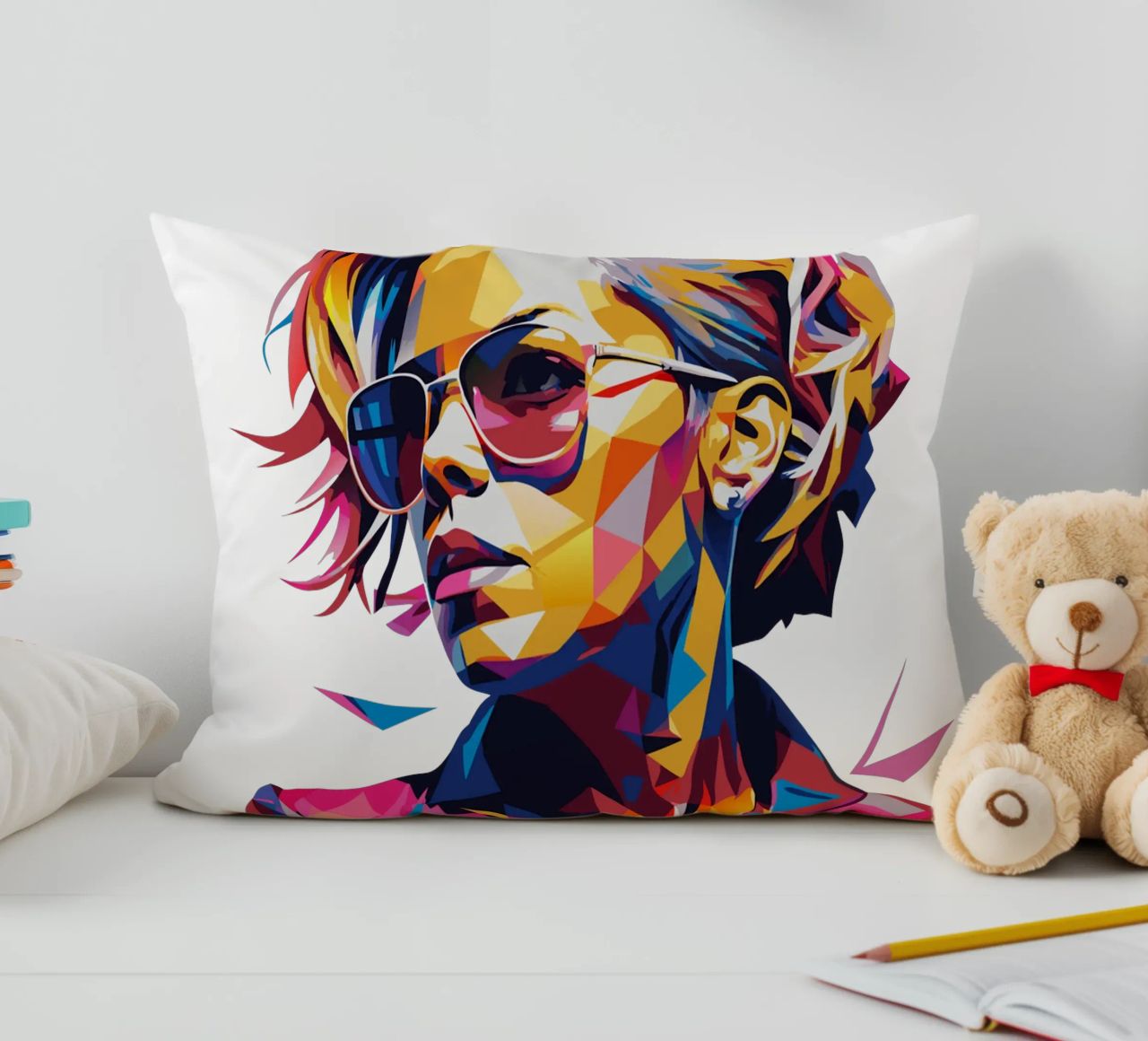 Alecia Beth Moore Portrait in WPAP Pop Art cuscino da vectorartnesia