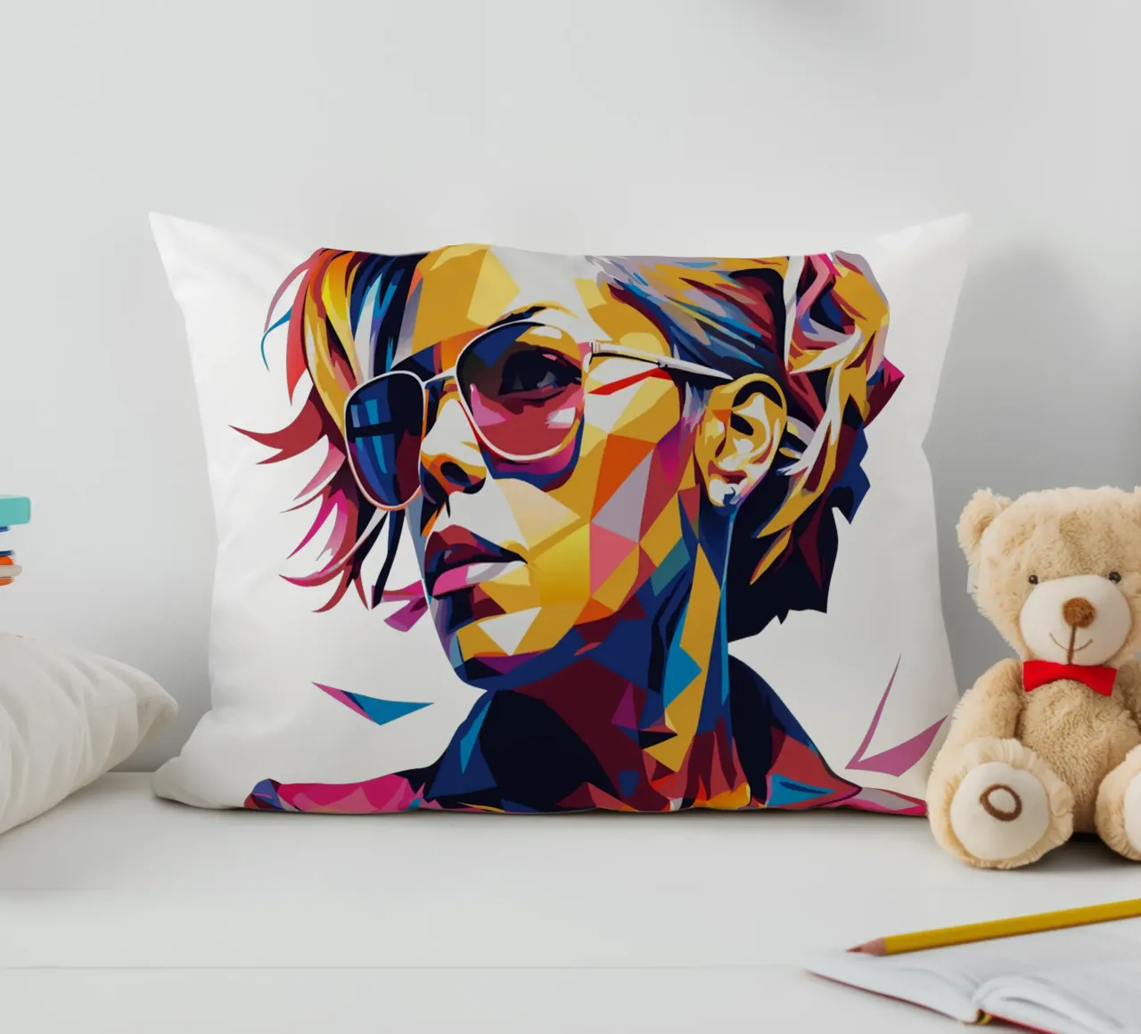 Alecia Beth Moore Portrait in WPAP Pop Art Kissen von vectorartnesia