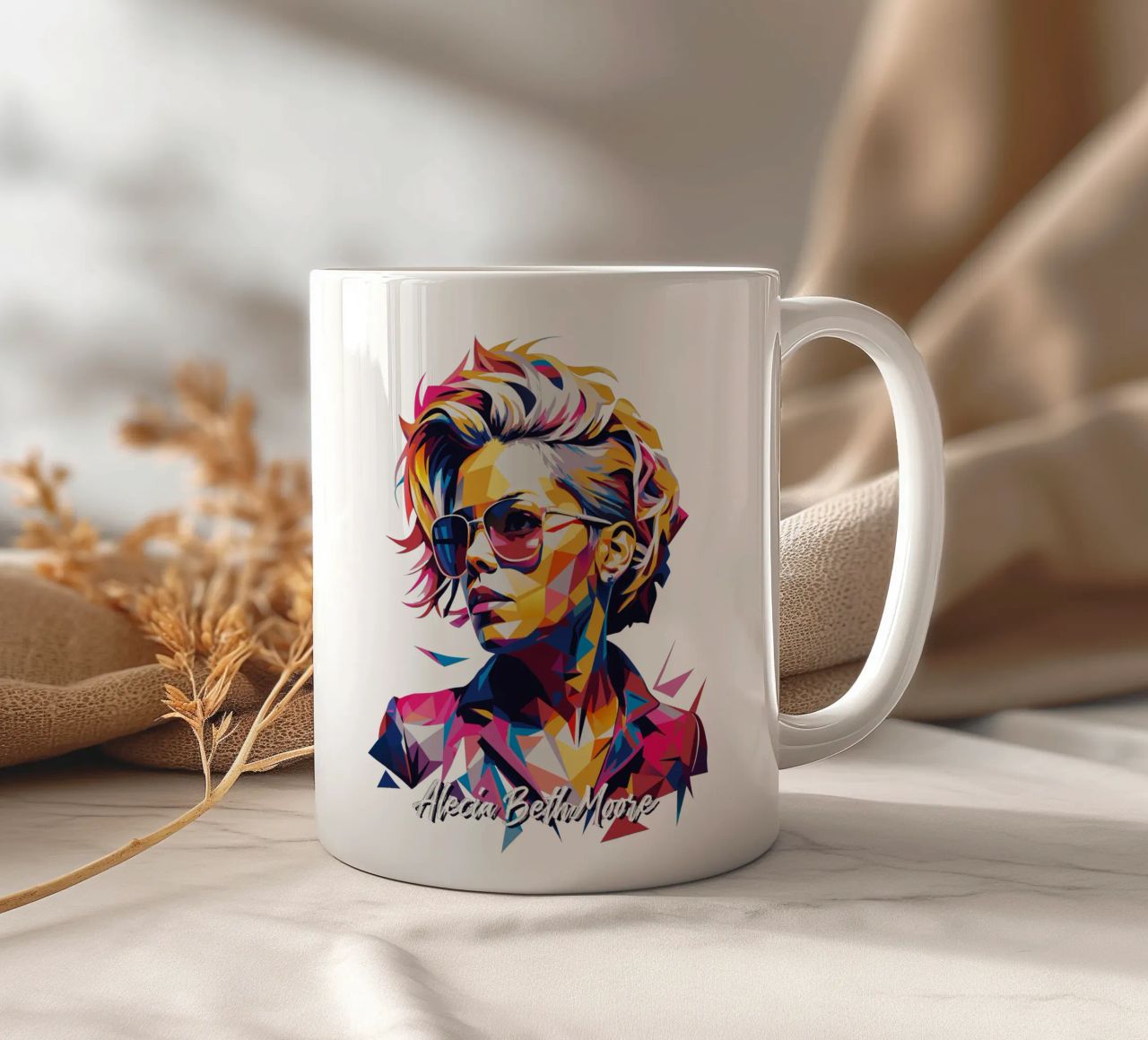 Alecia Beth Moore Portrait in WPAP Pop Art tazza in ceramica da vectorartnesia
