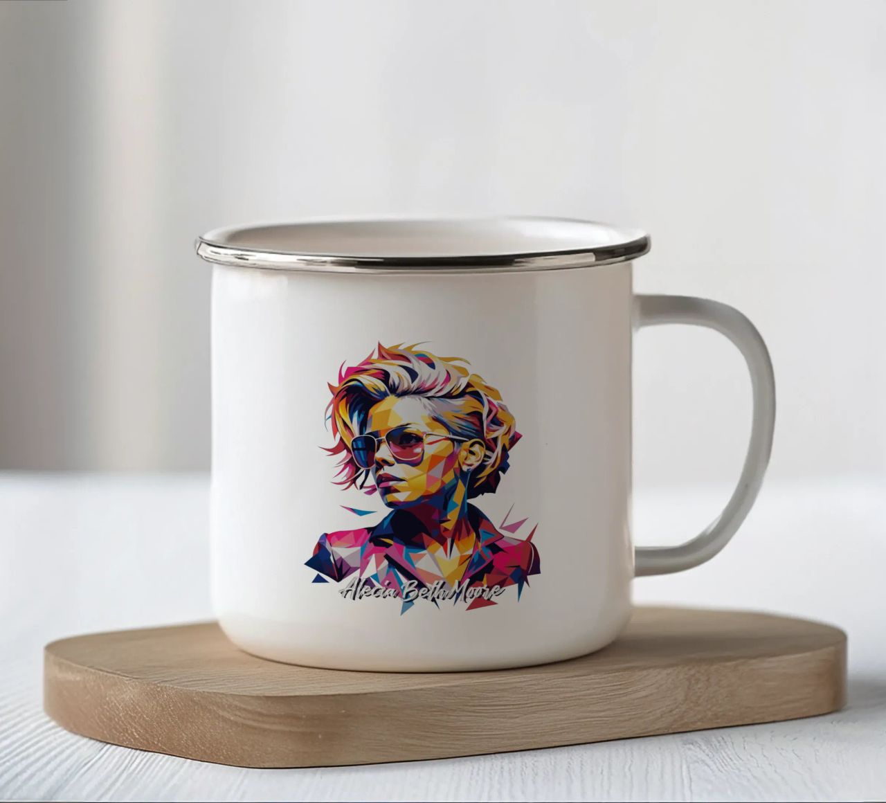 Alecia Beth Moore Portrait in WPAP Pop Art tazza in smalto da vectorartnesia