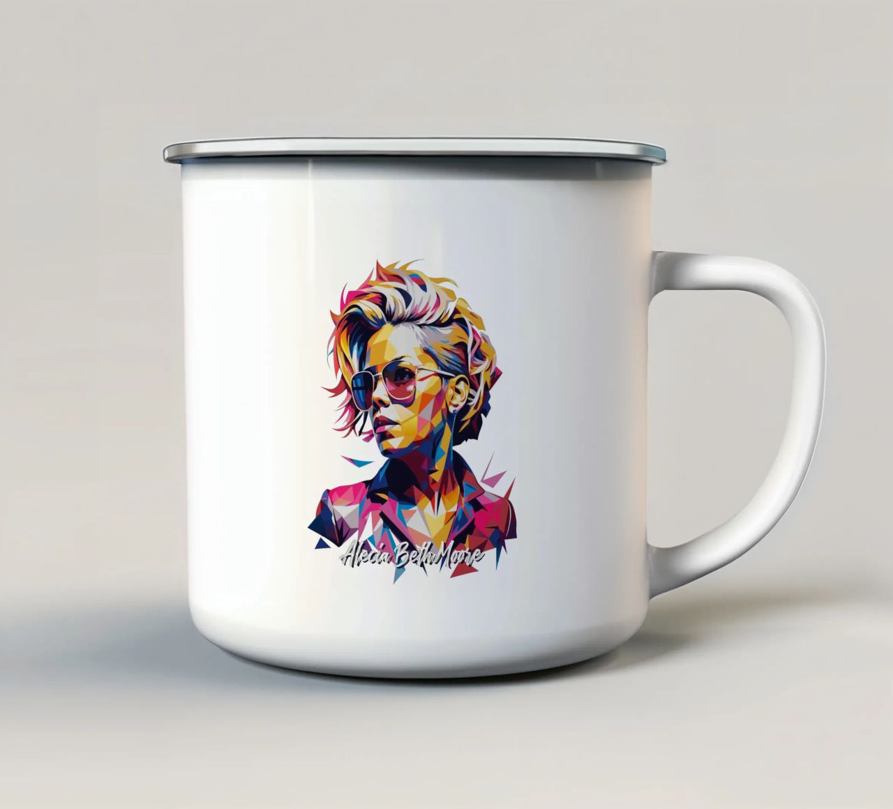 Alecia Beth Moore Portrait in WPAP Pop Art tazza in smalto da vectorartnesia