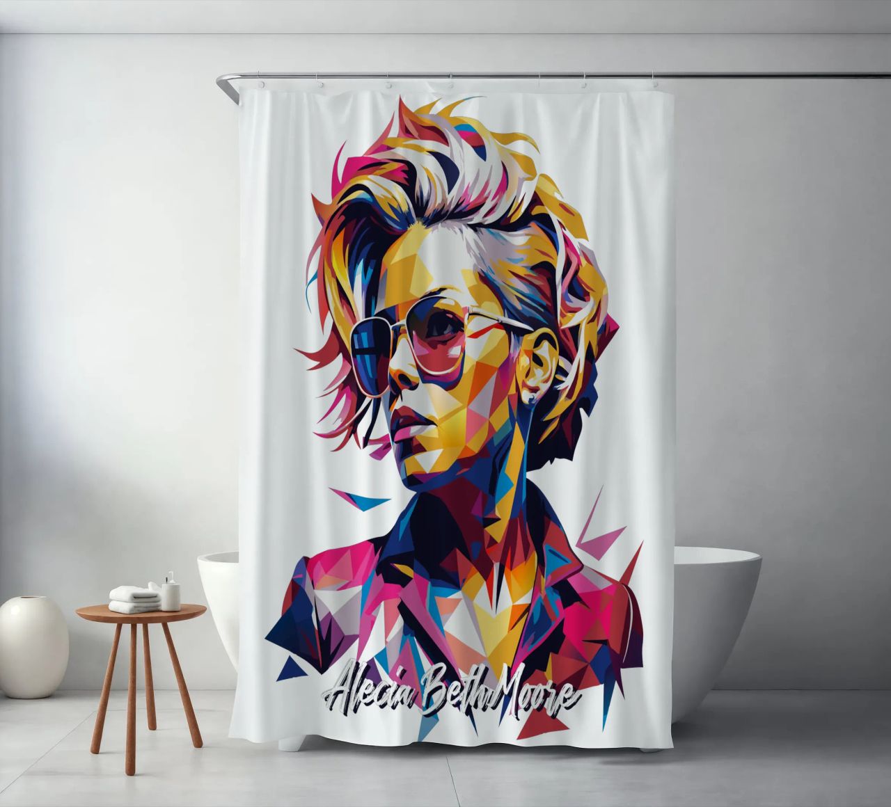 Alecia Beth Moore Portrait in WPAP Pop Art tenda da doccia da vectorartnesia