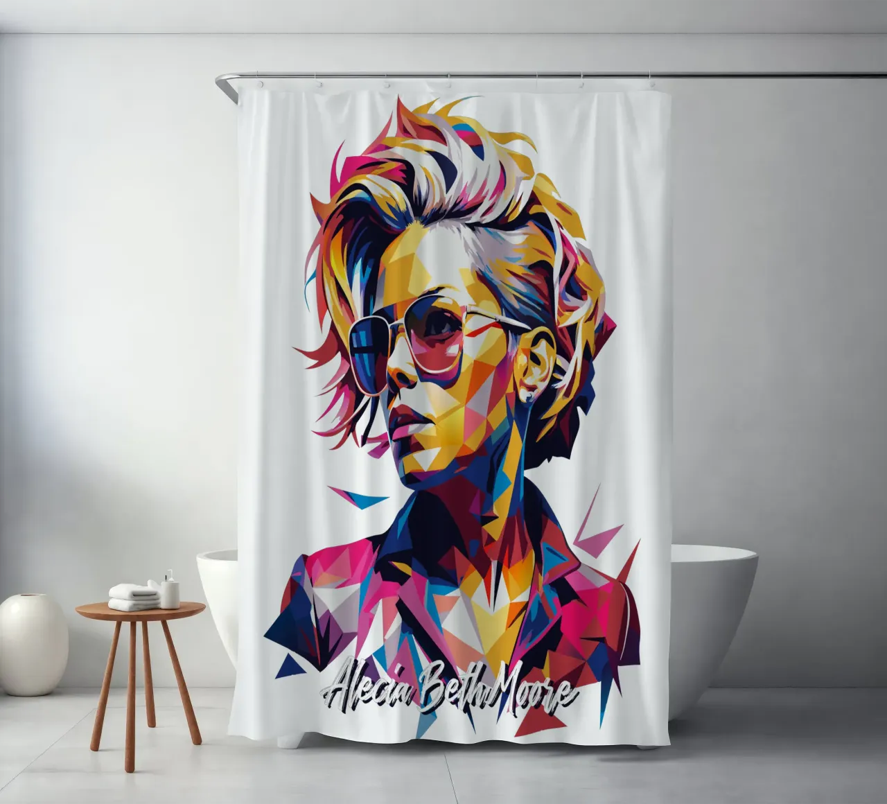 Alecia Beth Moore Portrait in WPAP Pop Art tenda da doccia da vectorartnesia