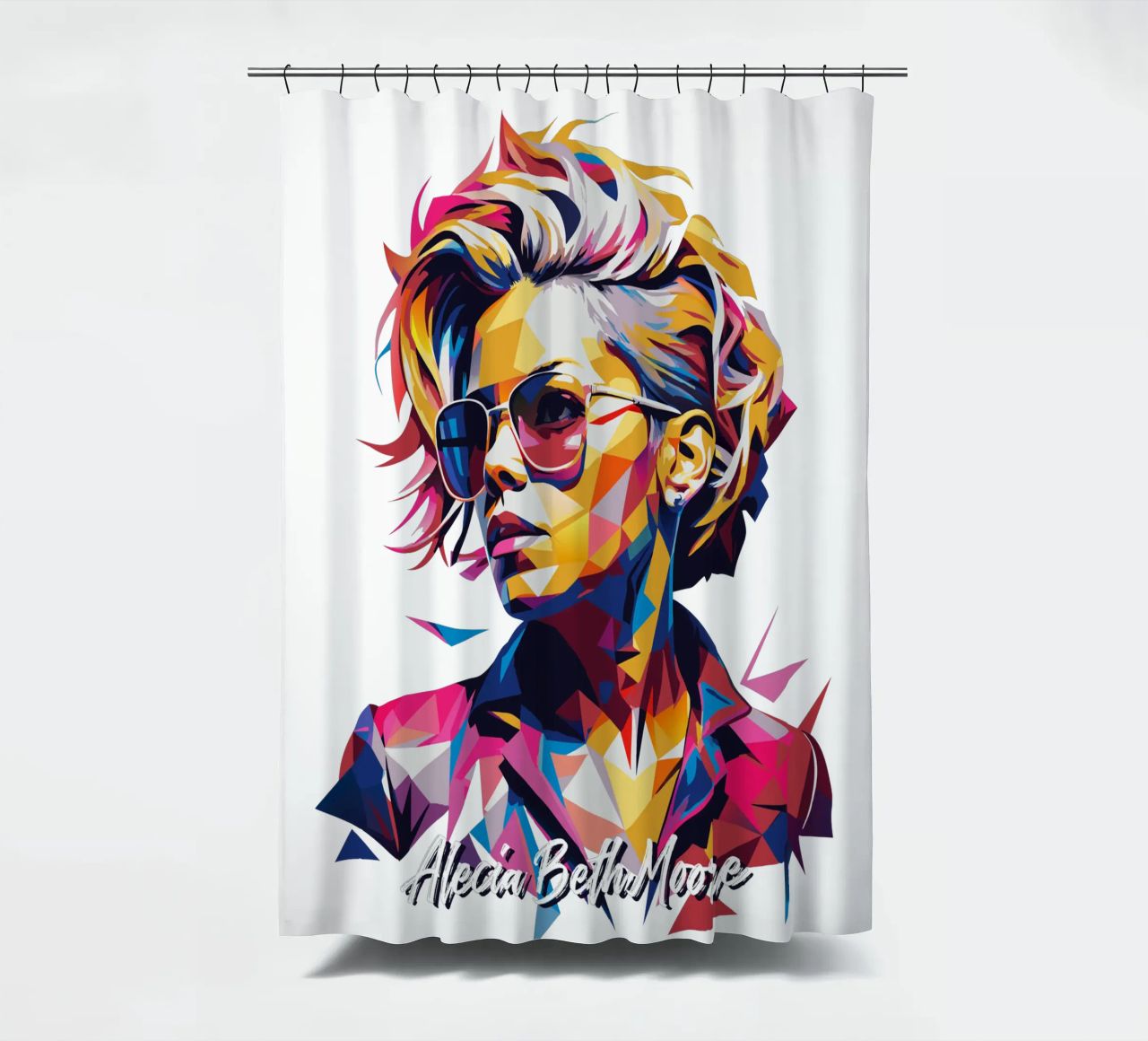 Alecia Beth Moore Portrait in WPAP Pop Art tenda da doccia da vectorartnesia