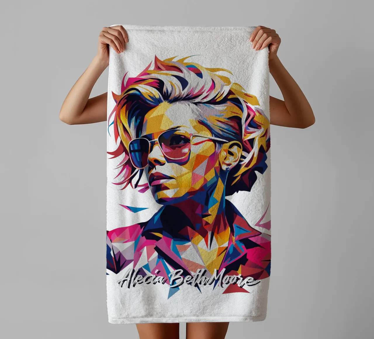 Alecia Beth Moore Portrait in WPAP Pop Art Handtuch von vectorartnesia