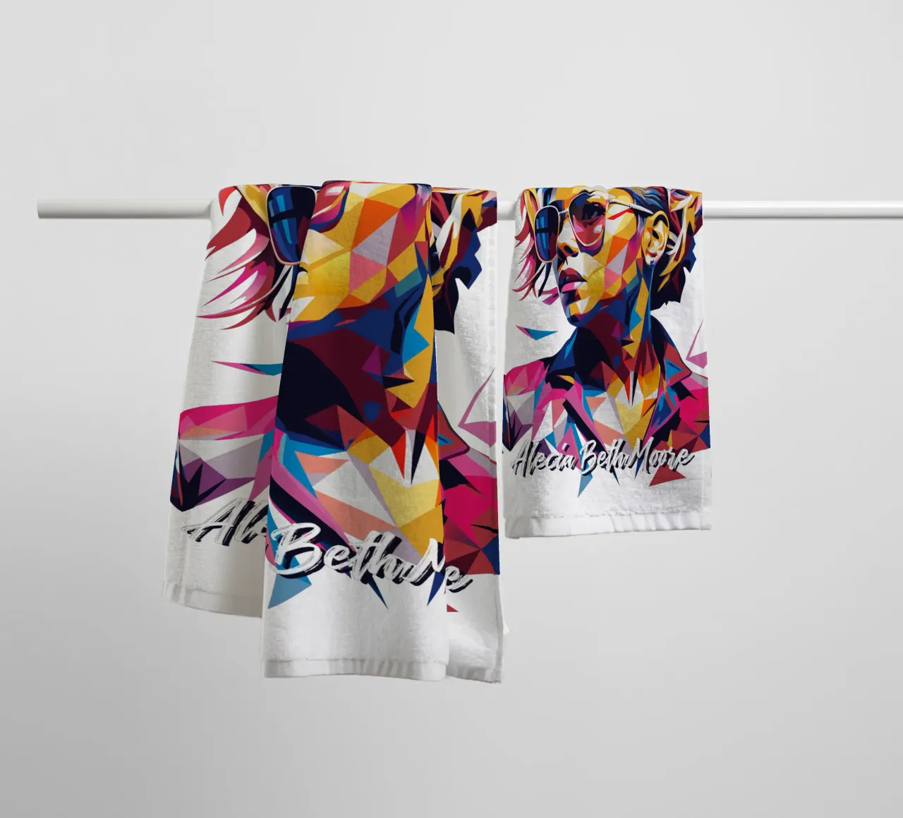 Alecia Beth Moore Portrait in WPAP Pop Art Handtuch von vectorartnesia