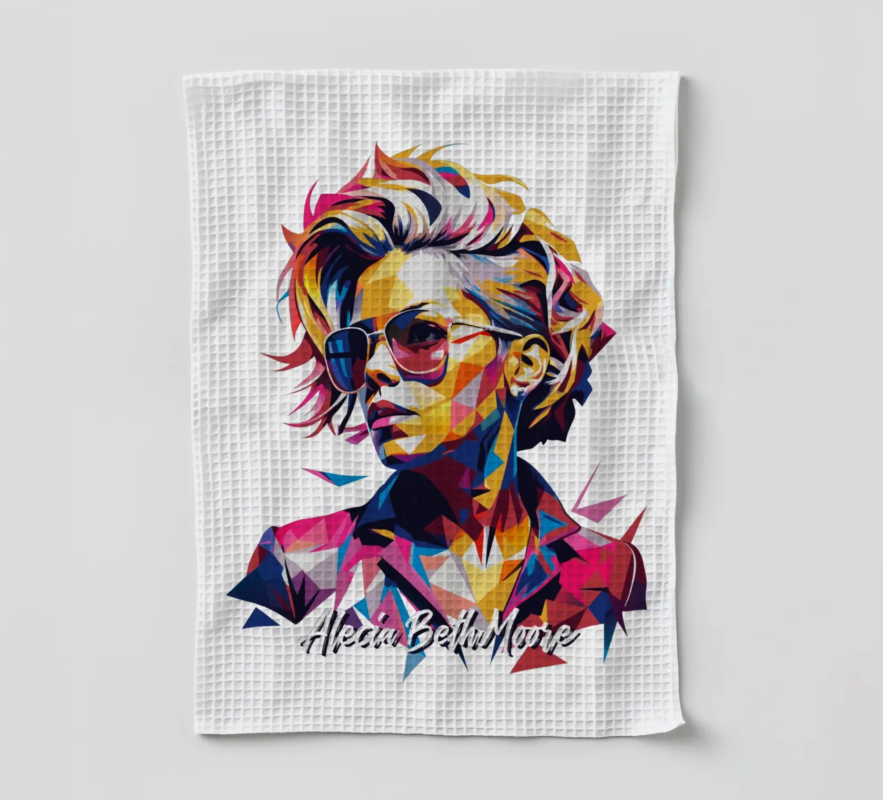 Alecia Beth Moore Portrait in WPAP Pop Art paño de cocina de vectorartnesia