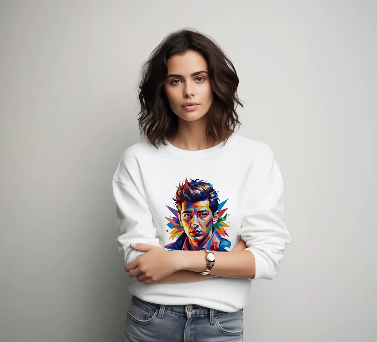 Alex Turner Portrait in WPAP Pop Art Sweatshirt von vectorartnesia