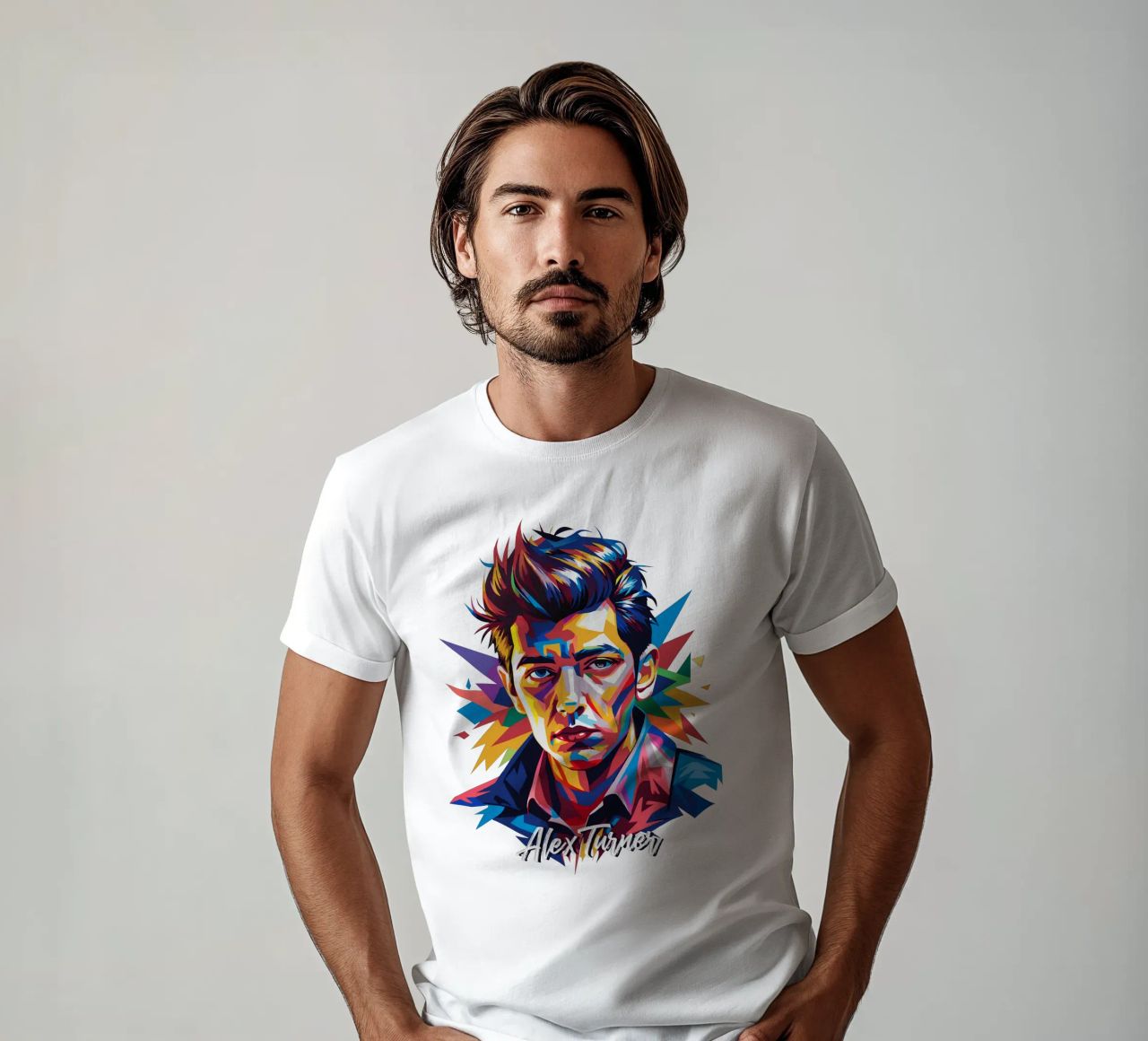 Alex Turner Portrait in WPAP Pop Art t-shirt da vectorartnesia