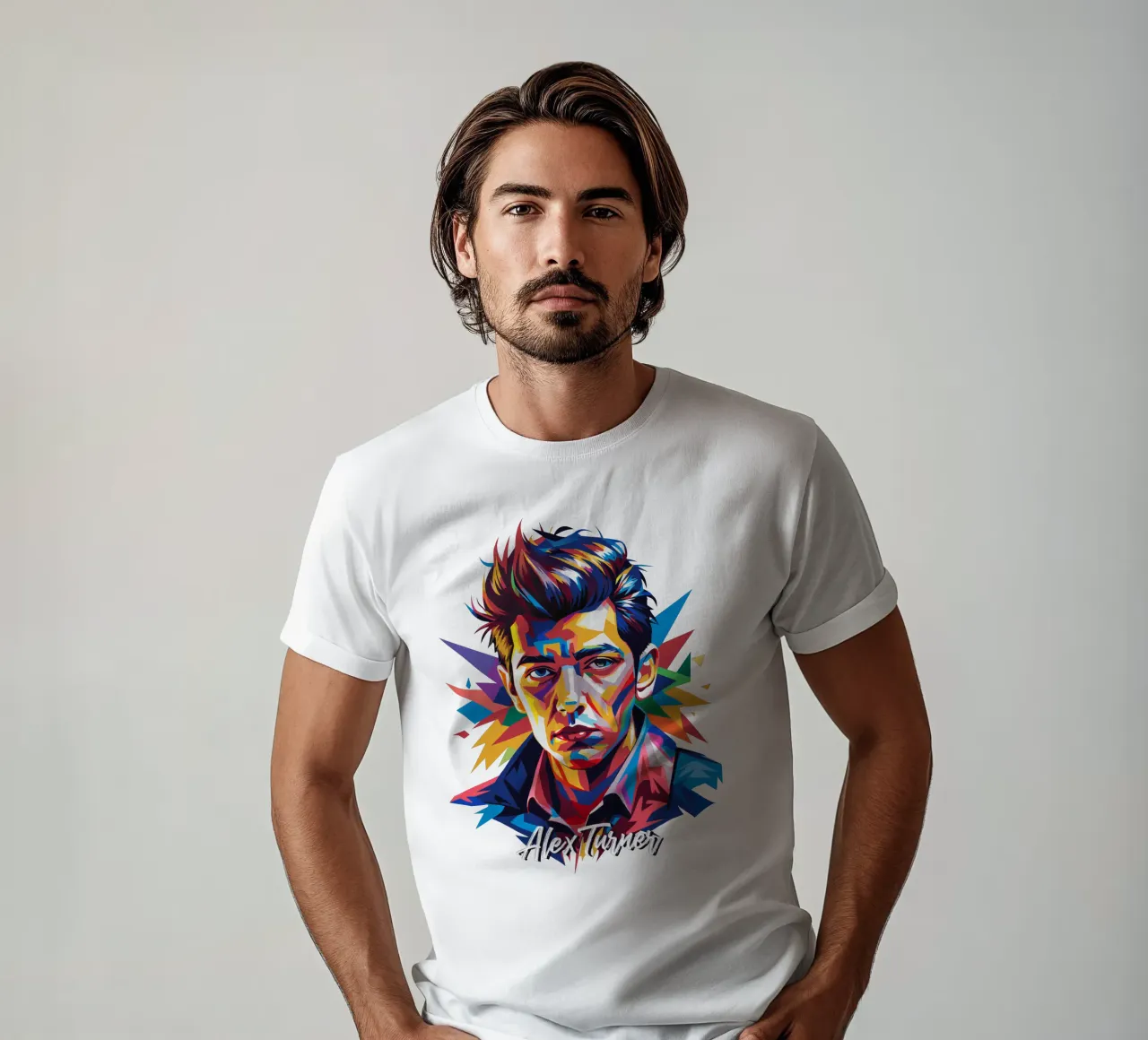 Alex Turner Portrait in WPAP Pop Art t-shirt da vectorartnesia