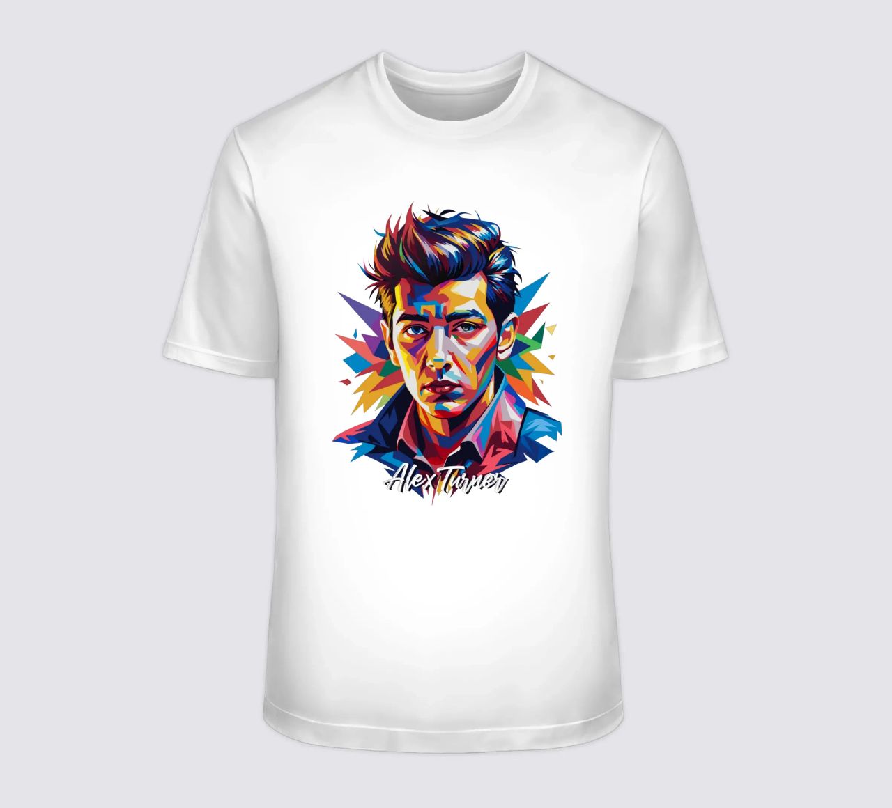 Alex Turner Portrait in WPAP Pop Art t-shirt da vectorartnesia