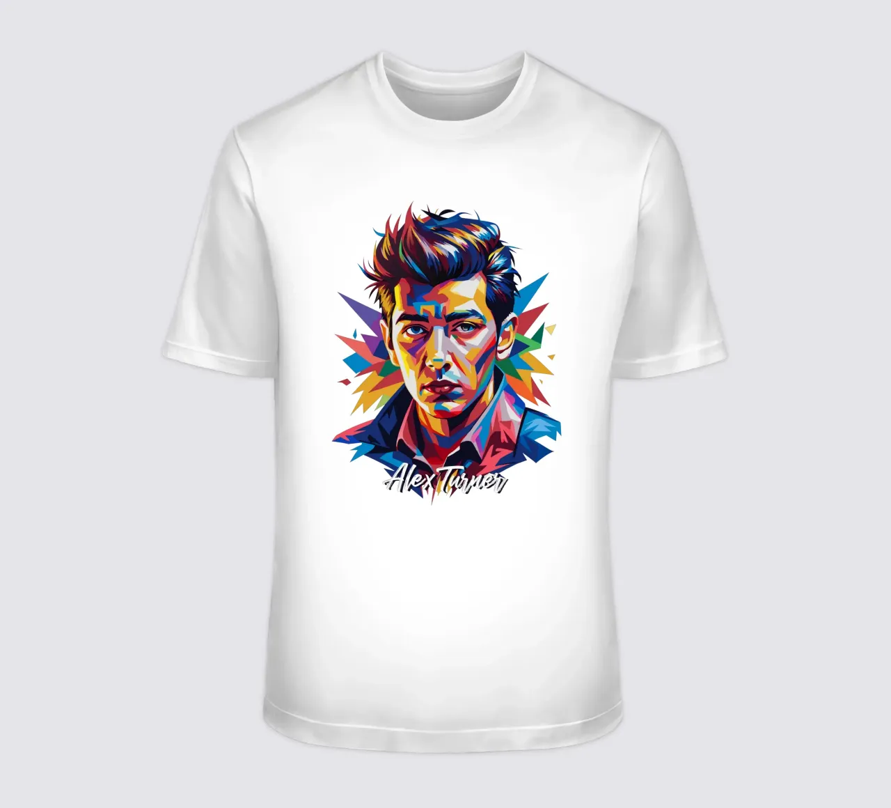 Alex Turner Portrait in WPAP Pop Art t-shirt van vectorartnesia