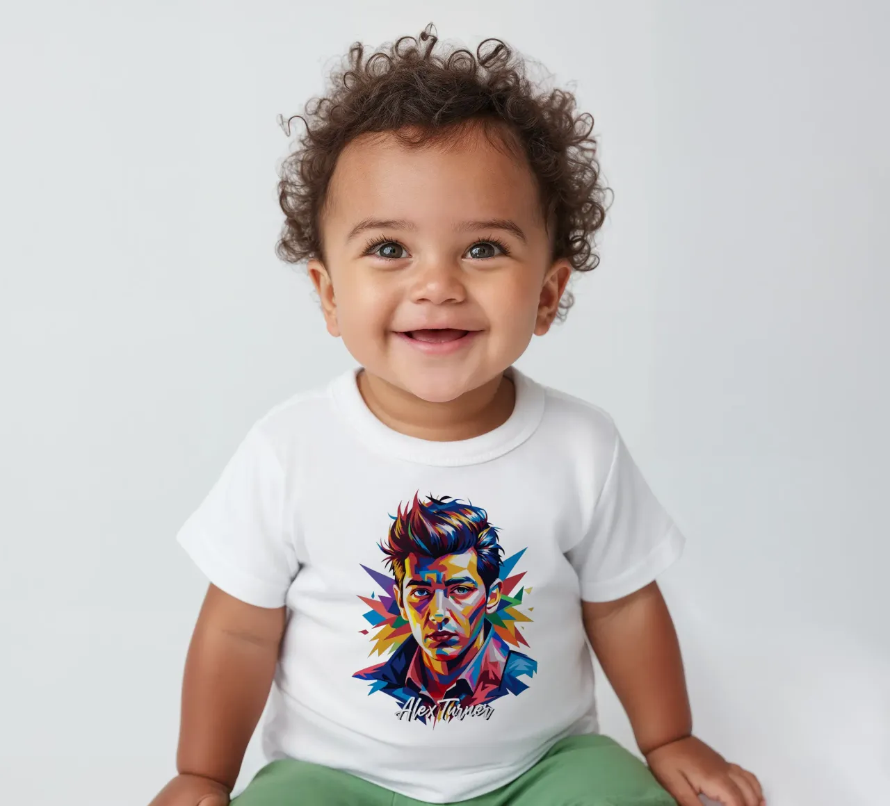 Alex Turner Portrait in WPAP Pop Art camiseta de bebé de vectorartnesia