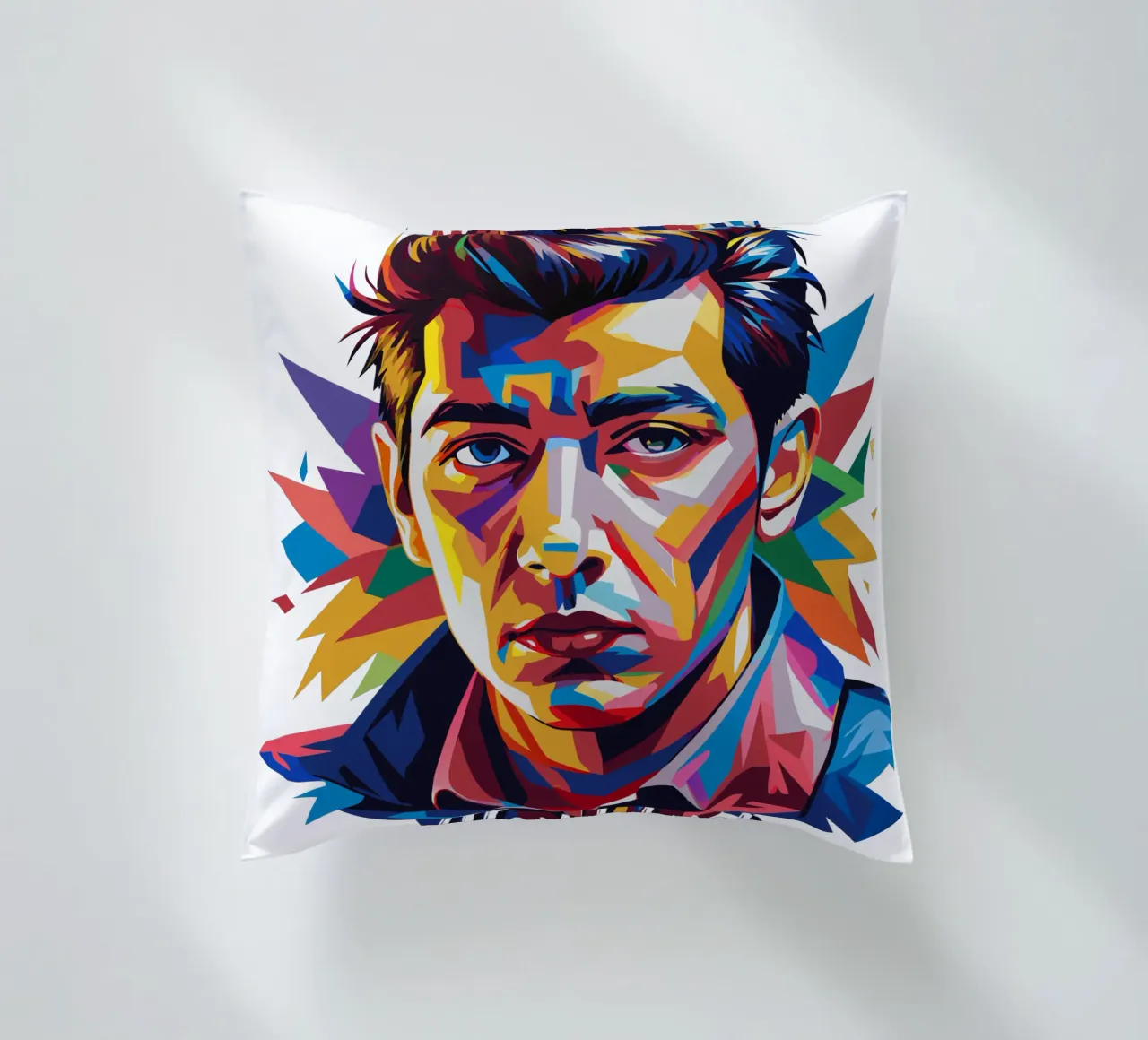 Alex Turner Portrait in WPAP Pop Art cuscino da vectorartnesia