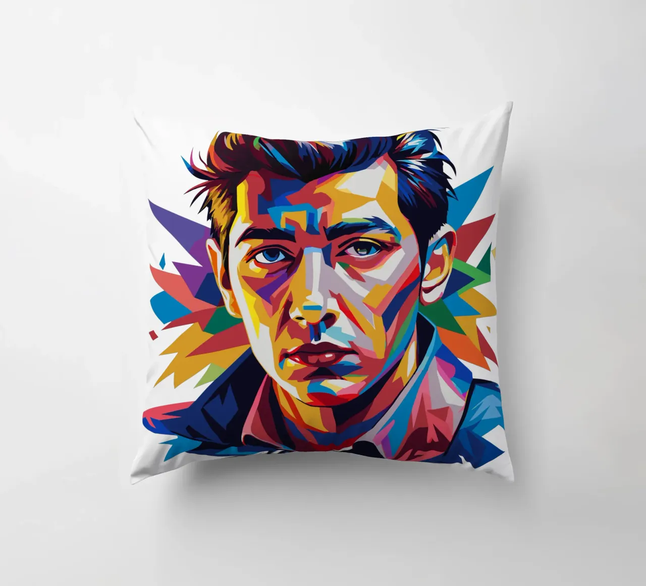 Alex Turner Portrait in WPAP Pop Art cuscino da vectorartnesia
