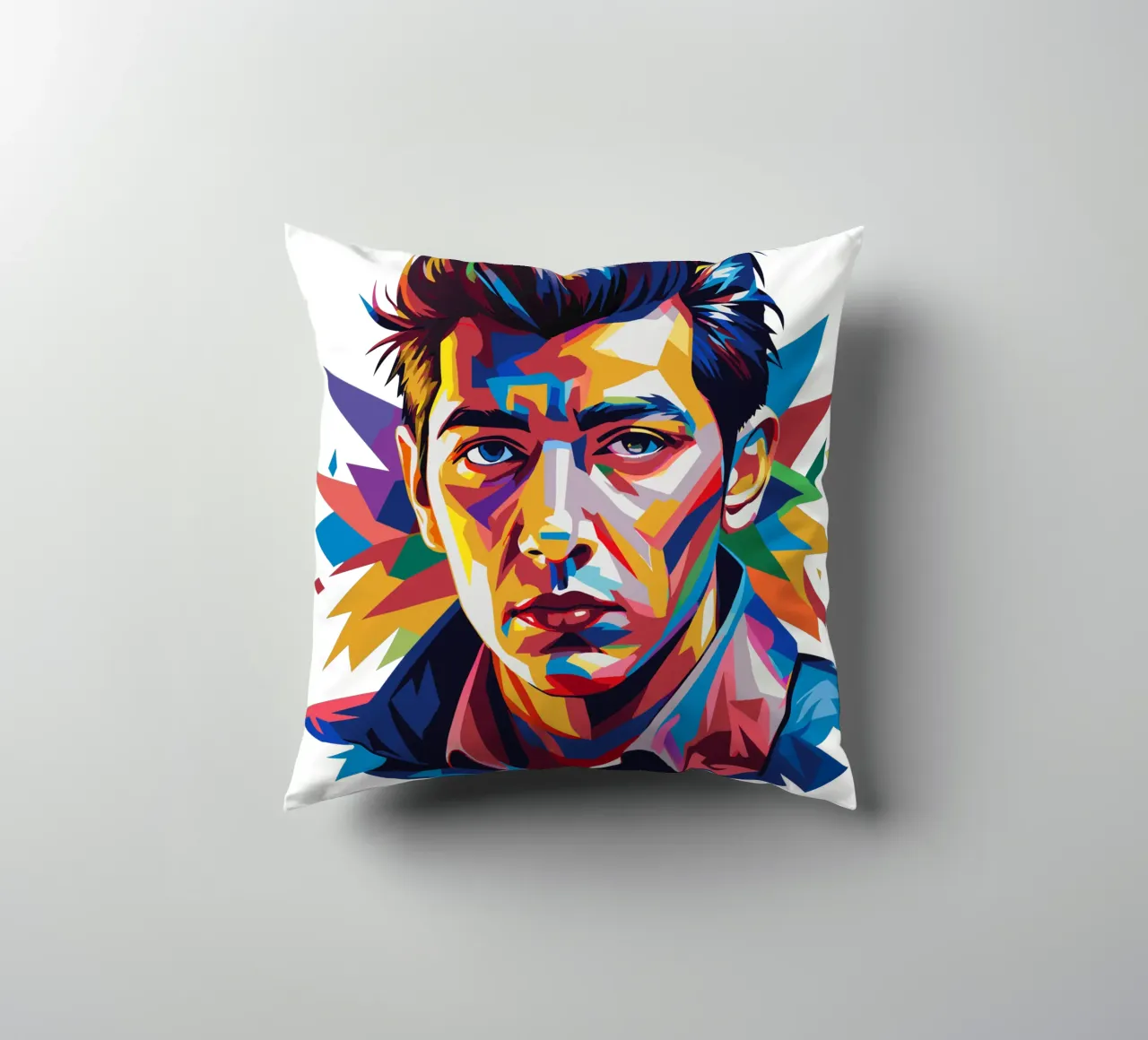 Alex Turner Portrait in WPAP Pop Art cuscino da vectorartnesia