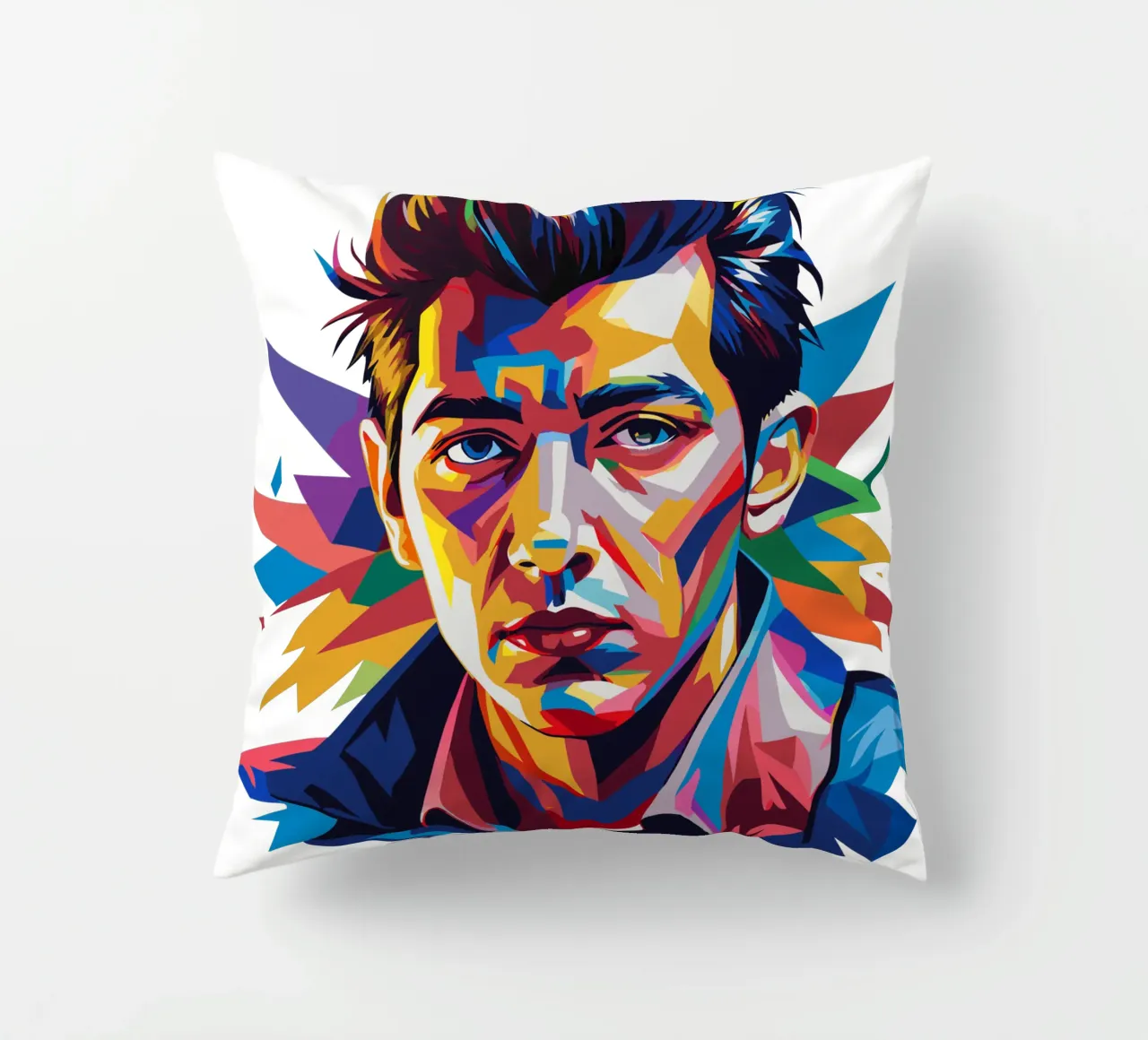 Alex Turner Portrait in WPAP Pop Art cuscino da vectorartnesia